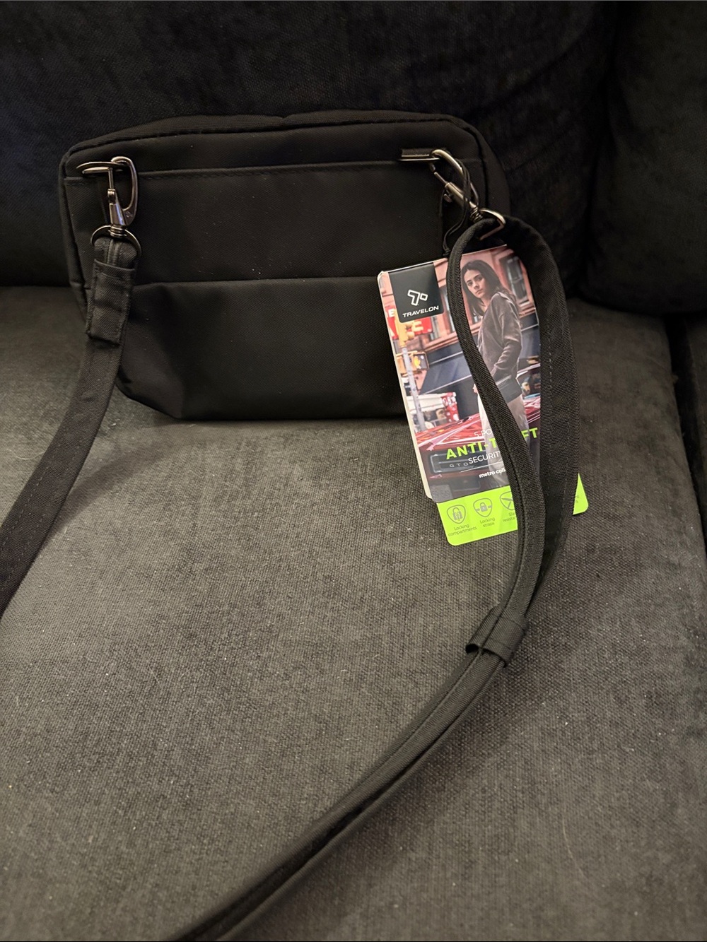 Travelon Black Anti-Theft Sling Bag for Men